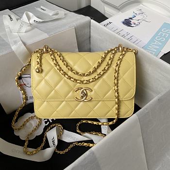 Chanel Woc Wallet On Chain Gold Small Vintage Bag Yellow 22x14.5x8cm