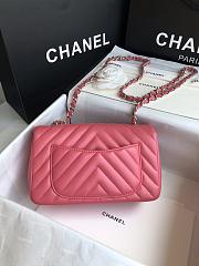 Chanel Flap Bag Chevron Lambskin Pink Silver 20cm - 4