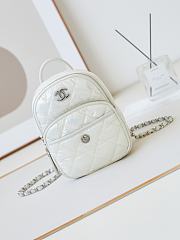 Chanel Backpack Nylon Fabric & Silver Alloy White 22 × 18 × 10 cm - 1