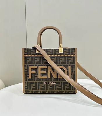 Fendi FF Jacquard Sunshine Small Top Handle Bag 25.5x22.5x12cm
