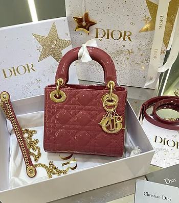 Dior Mini Lady Bag Patent Pink 17cm