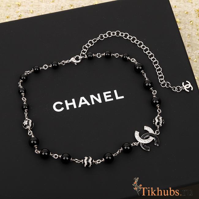 Chanel Black Silver Necklace - 1