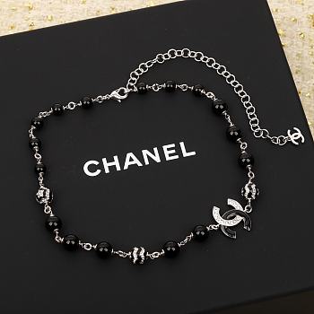 Chanel Black Silver Necklace
