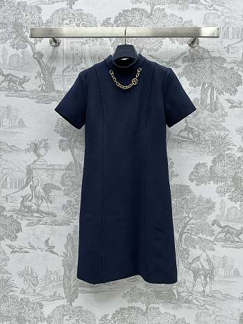 Louis Vuitton LV Chain Fitted Dress Navy Blue 