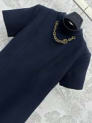 Louis Vuitton LV Chain Fitted Dress Navy Blue  - 5