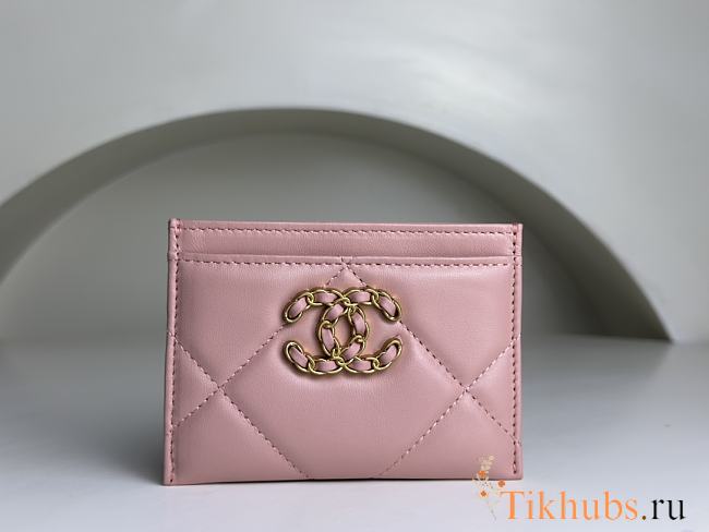 Chanel 19 Card Holder Pink 7.5 × 11.2 × 0.5 cm - 1