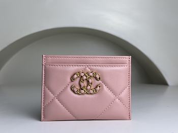 Chanel 19 Card Holder Pink 7.5 × 11.2 × 0.5 cm