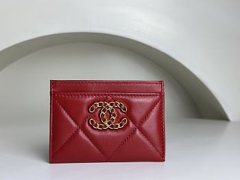 Chanel 19 Card Holder Red 7.5 × 11.2 × 0.5 cm