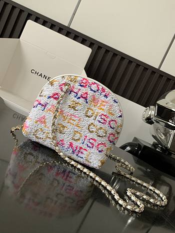 Chanel Sequins White Bag 16x7x16cm