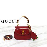 Gucci Mini Top Handle Bag With Bamboo Red 17x12x7.5cm - 1