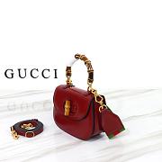 Gucci Mini Top Handle Bag With Bamboo Red 17x12x7.5cm - 2