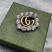 Gucci Metal Double G Brooch With Crystals - 3