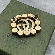 Gucci Metal Double G Brooch With Crystals - 2