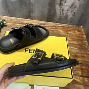 Fendi Feel Black Leather Slides - 4