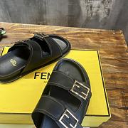 Fendi Feel Black Leather Slides - 3