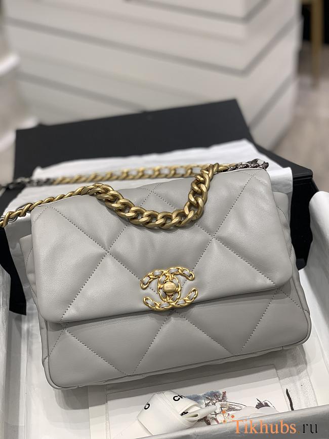 Chanel 19 Flap Bag Grey Gold 26cm - 1