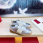 Valentino Garavani Sneakers Laminated Leather Silver - 1