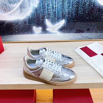 Valentino Garavani Sneakers Laminated Leather Silver