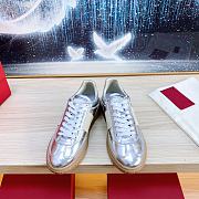 Valentino Garavani Sneakers Laminated Leather Silver - 3