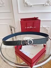 Ferragamo Black Silver Belt 3.5cm - 1