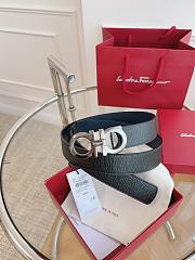 Ferragamo Black Silver Belt 3.5cm - 3