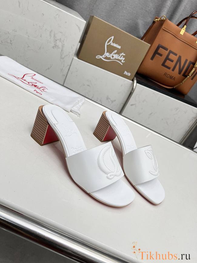 Christian Louboutin So CL Mule White Sandals 55mm - 1