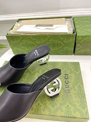 Gucci Women's Interlocking G Heel Sandal Black 6cm - 5