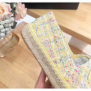 Chanel Espadrilles Glittered Cotton Tweed Lambskin Yellow - 5