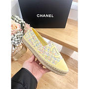 Chanel Espadrilles Glittered Cotton Tweed Lambskin Yellow - 3