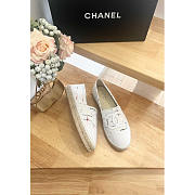 Chanel Espadrilles Glittered Cotton Tweed & Lambskin White - 1