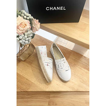 Chanel Espadrilles Glittered Cotton Tweed & Lambskin White