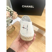 Chanel Espadrilles Glittered Cotton Tweed & Lambskin White - 5