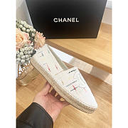 Chanel Espadrilles Glittered Cotton Tweed & Lambskin White - 3