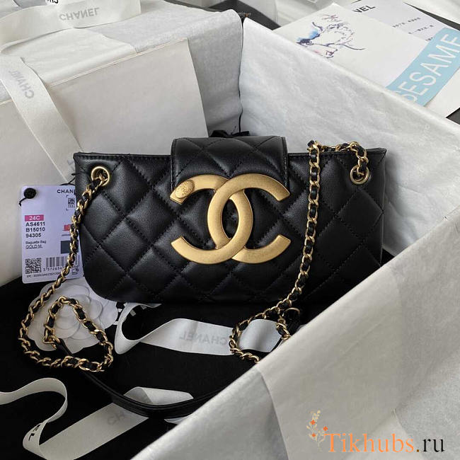 Chanel Baguette Bag Lambskin Black 24x11.5x4.5cm - 1