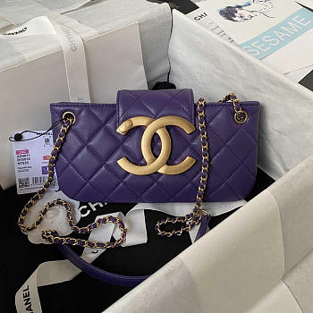 Chanel Baguette Bag Lambskin Purple 24x11.5x4.5cm