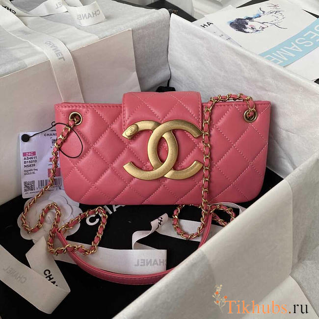 Chanel Baguette Bag Lambskin Pink 24x11.5x4.5cm - 1