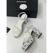 Chanel Sandals Grosgrain & Diamanté White 9cm - 5