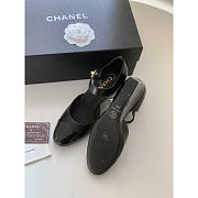 Chanel Lambskin Patent Cap Toe Mary Jane Wedge Pumps Black - 5