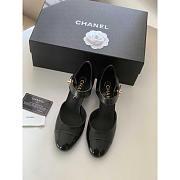 Chanel Lambskin Patent Cap Toe Mary Jane Wedge Pumps Black - 4