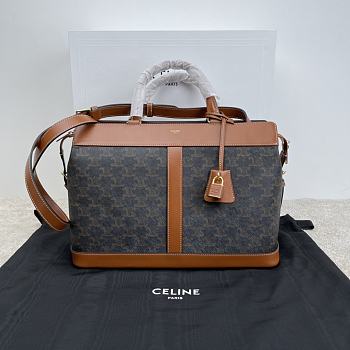 Celine Medium Cabas DE France Bag Triomphe Canvas Calfskin 37x27x14cm