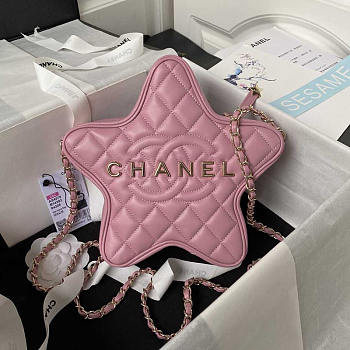 Chanel Star Handbag Lambskin Pink 22.5x6cm