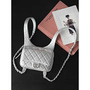 Chanel Backpack Metallic Lambskin & Silver-Tone Metal Silver 19x20x5.5cm - 3