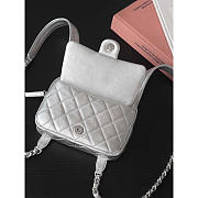 Chanel Backpack Metallic Lambskin & Silver-Tone Metal Silver 19x20x5.5cm - 2