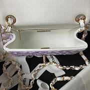 Chanel Mini Flap Bag Satin Sequins Glass beads Purple White 16.5x12.5x6.5cm - 6