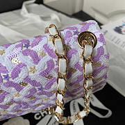 Chanel Mini Flap Bag Satin Sequins Glass beads Purple White 16.5x12.5x6.5cm - 4