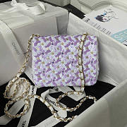 Chanel Mini Flap Bag Satin Sequins Glass beads Purple White 16.5x12.5x6.5cm - 3