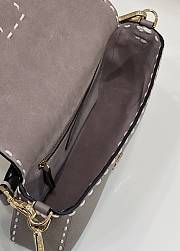 Fendi Baguette Gray Full Grain Leather Bag 28x6x13cm - 4