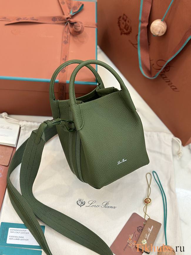 Loro Piana Micro Bale Bag Calfskin Leather Green 23x16x14cm - 1