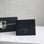 Prada Saffiano Leather Card Holder Black 10x8cm - 1