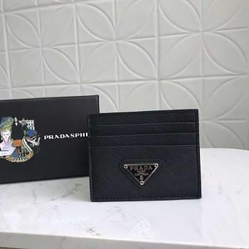 Prada Saffiano Leather Card Holder Black 10x8cm